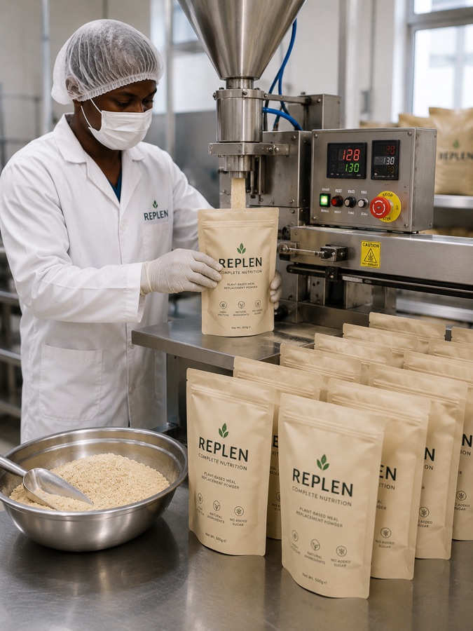 Replen team member sealing finished packs